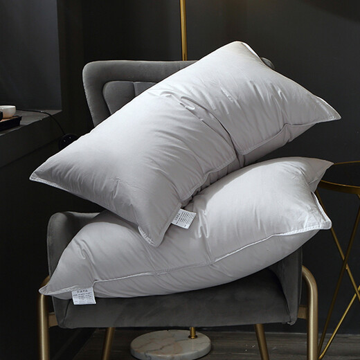 ROLAND LIVE全棉抗菌羽绒枕纯棉舒适护颈枕芯单人家用酒店枕头芯成人一只装 LN全棉羽绒枕-灰色 一只装 48*70cm