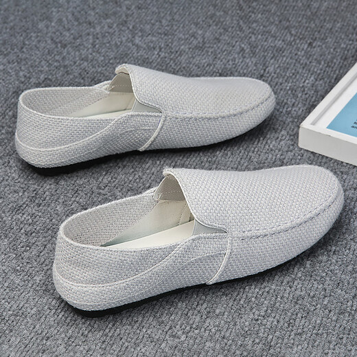Vistusi Brand Tolevas Chaussures pour hommes en été en été respirant vieille Pékin Chaussures en tissu noir Lazy Personnes Drive Soft Sole Bean Shoes Black 42