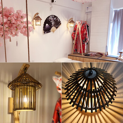 
CLCEY Japanese-style tatami bamboo lanterns personalized creative Chinese restaurant aisle lights B&B hotel bamboo art bedside wall lights M MB9195