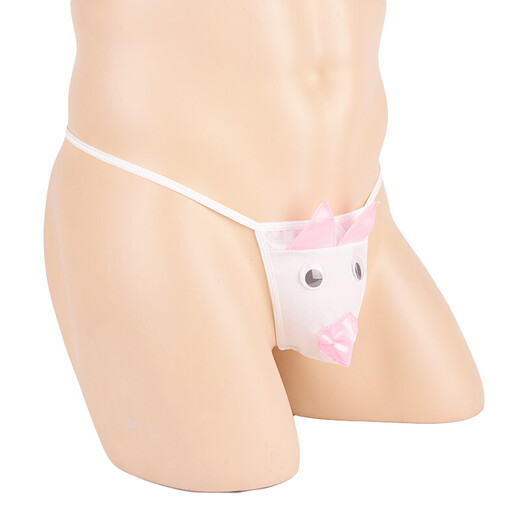 Men's sexy underwear hollow sexy tempting thong pig man animal style cute men's T-trousers white white single size