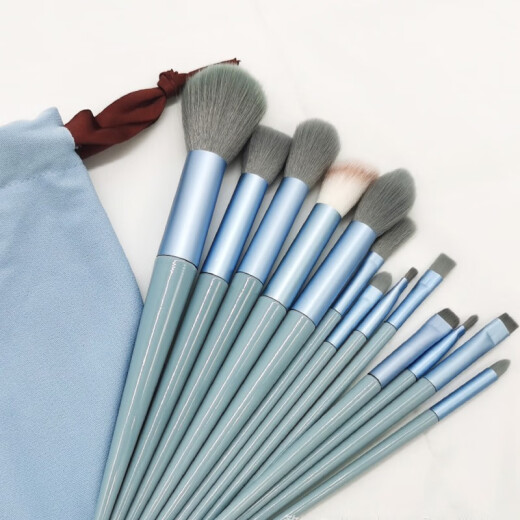 Lan Weiting makeup brush set 13 soft powder-grabbing loose powder brush eyebrow brush concealer brush full set of makeup brushes portable blue bridge brush set 10 [with brush bag]