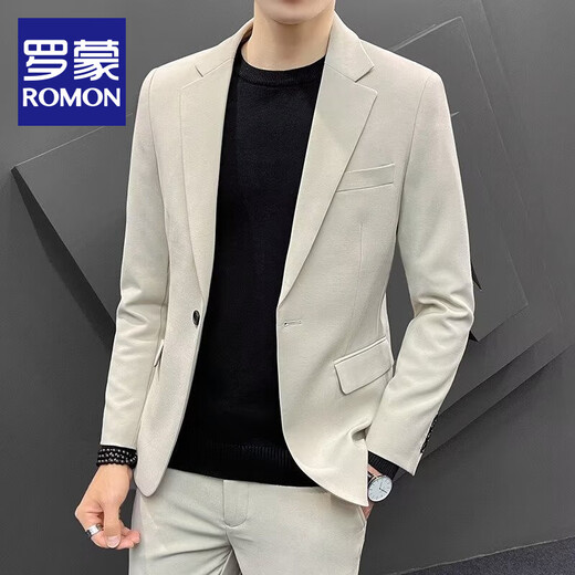 Luo Meng Autumn and Winter Casual Suit Jacket Men's Korean Slim Small Suit Jacket Trendy High-End Handsome Formal Top Black Single-piece Suit XL