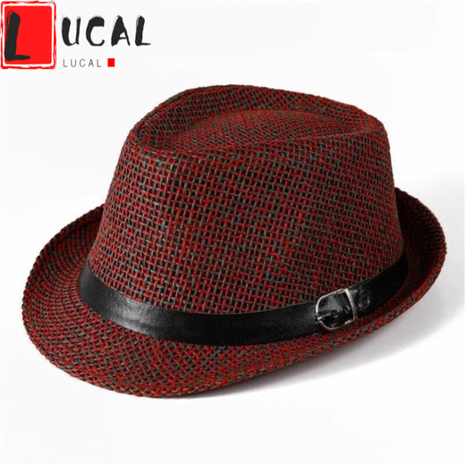 Lucaly Hat Strohhut mittleren Alters und älterer Mode Top Hat Stroh gewebtes Britisch-Retro-Jazz-Sonnenhut Gentleman Weiß One Size (55-59 cm)
