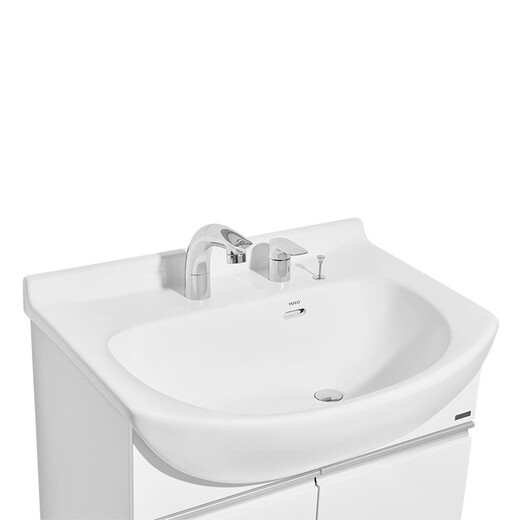 
TOTO bathroom cabinet pull-out faucet integrated large belly basin table dressing table 0.75m bathroom cabinet LDSW753 (06-A) white + mirror cabinet (notice) 75cm