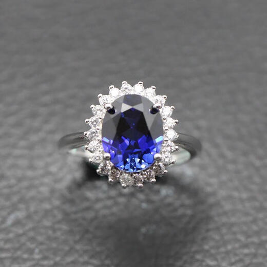 Fashion Princess Diana sapphire ring for women, sterling silver, hypoallergenic, live mouth, classic dark blue colored gemstone jewelry, tanzanite, live mouth, adjustable