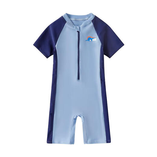 Fragen Sie Junior Hot Spring Bades Bades Badeanzug 2025 Sommer einteiliger Kinderbadeanzug kurzärmelig mittelgroße Kinder Badeanzug Blue 150