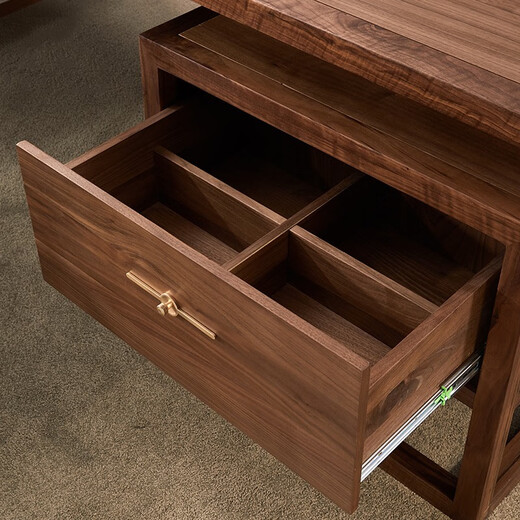 Qunru Chengyu (JEFUISML) new Chinese style solid wood office desk and chair, log boss desk, high-end office furniture, chairman executive desk, president desk, 2.0 meter office desk including side table