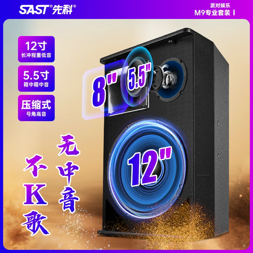 先科M9家庭ktv音响套装卡包音箱全套卡拉ok家用点歌触摸屏功放一体机新款高端家用唱歌KTV唱歌设备全套 【热卖】12吋三分频+双12吋炮+500G点歌机