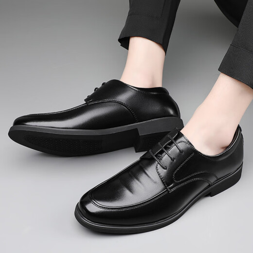 Nordic Pictures (Beioutu) Zapatos de cuero para hombres Classic Business Zapatos casuales para el lugar de trabajo británico Lace-up cómodos zapatos para hombres 9827 Negro 42