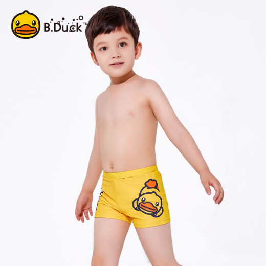 B.Duck little yellow duck boy swimming trunks boxer shorts boy baby middle and large child cute cartoon beach trunks swimming trunks yellow duck 110