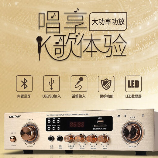 先科（SAST） 定阻蓝牙功放机家用大功率功放5.1家庭影音影院环绕立体攻防数字公放空放音响小功放器 定阻400W蓝牙功放