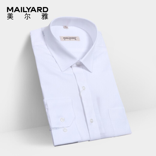 
MAILYARD/Melya long-sleeved shirt Business men's cotton polyester anti-wrinkle shirt white work clothes 683 white dark pattern 40