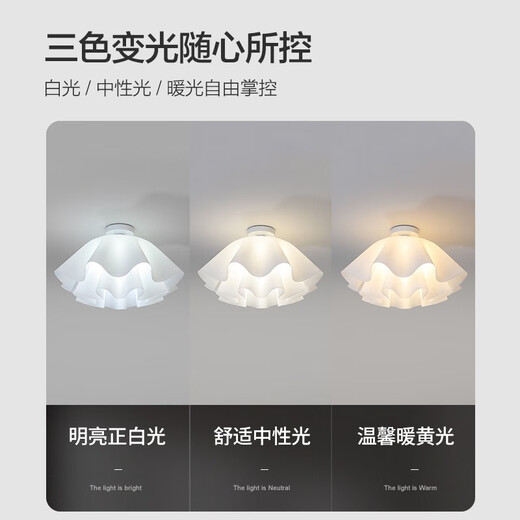 Grand View Garden (DGY) plafonnier de chambre principale de style crème lampe de salle à manger créative lampe de salle d'étude à fleurs simple lampe de chambre d'enfant lampe Guangdong Zhongshan 9735-lustre 35 cm-gradation tricolore