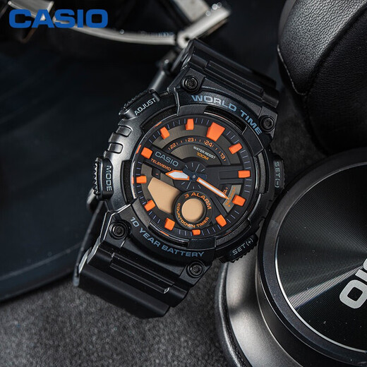 CASIO Volkswagen Pointer Series Digital Dual Display World Time Sports and Leisure Men's Watch AEQ-110W-1A2VDF