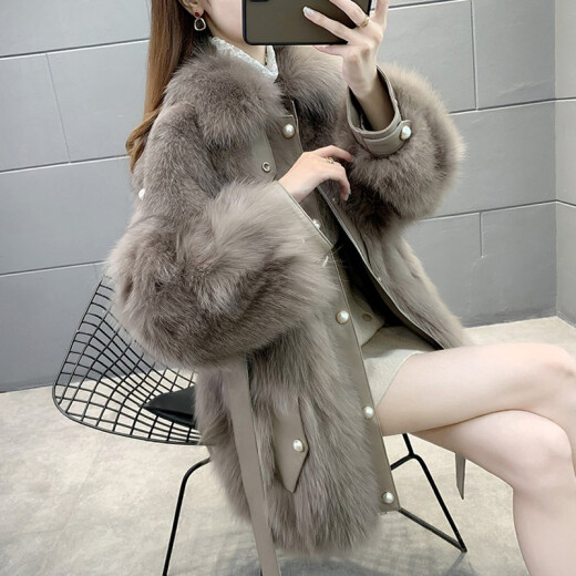 I imitate fox fur women's 2020 winter clothing women's new style parka fur one-piece foreign style fashionable light luxury women's winter short short coat women's solid color long-sleeved coat cocoa color large and small sizes custom-made size special shooting