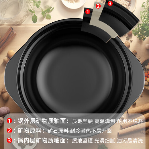 UMIZILI耐高温干烧不裂浅锅家用商用砂锅炖石锅煤气灶头炖汤煲陶瓷沙石锅 11150L 带盖适合1人1150ML