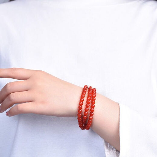 
Jiangjiyueliangshan cherry red 108 southern red agate bracelet with multiple circles full of flesh and color single circle Buddhist bead bracelet SN6995 Collection grade 108 8mm