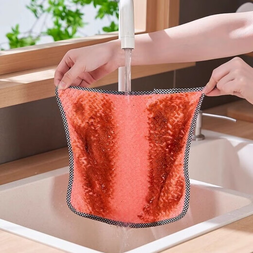 Kitchen rags absorb water and stains, kitchen household dish towels, dish towels, household cleaning, hanging hand wipes, 3 pieces 25*25 random colors