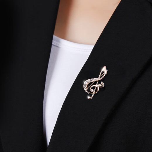 Ancient music note brooch, high-end women's light luxury corsage, exquisite niche pin fixed buckle, suit coat, scarf buckle X157 golden note brooch