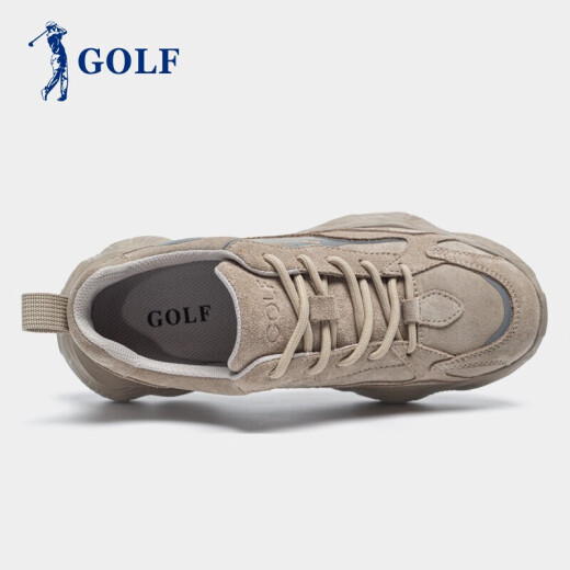 Golf (GOLF) men's shoes, versatile casual shoes, dad shoes, men's low-top winter warm sneakers GM2041514 khaki 42 standard leather shoe size is one size larger than sports shoes