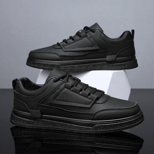 Changxiang Huili men's shoes new leather sports and casual shoes Korean version versatile thick sole spring and summer low-top youth black shoes men YJ-1105 black 39