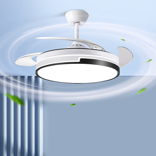 V-POWER bedroom fan light integrated intelligent remote control LED lamp restaurant ceiling light with fan Guangdong Zhongshan lamp 9904-J Phnom Penh-96W Aurora-360 shaking head without any installation