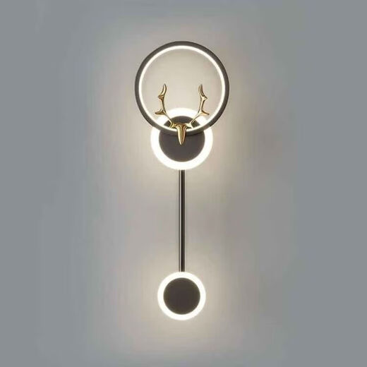 FENGLANQ FENGLANQ golden black wall lamp bedside lamp decorative background wall starry deer head LED new engineering TV wall long acrylic black three-color dimming