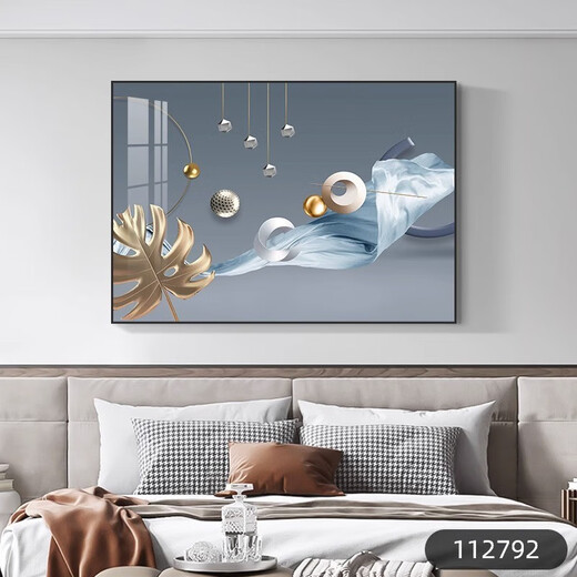 唤墙卧室装饰画现代简约床头挂画主卧背景墙餐厅壁画客厅沙发墙免打孔 平平安安 120cm*80cm晶瓷
