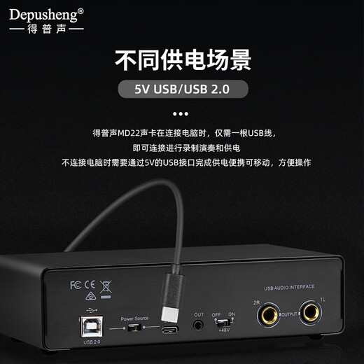 DepushengDepusheng UR22 mobile computer live broadcast sound card USB recording professional post-dubbing arranger and delivery anchor audio book guitar instrument external sound card UR22 professional sound card
