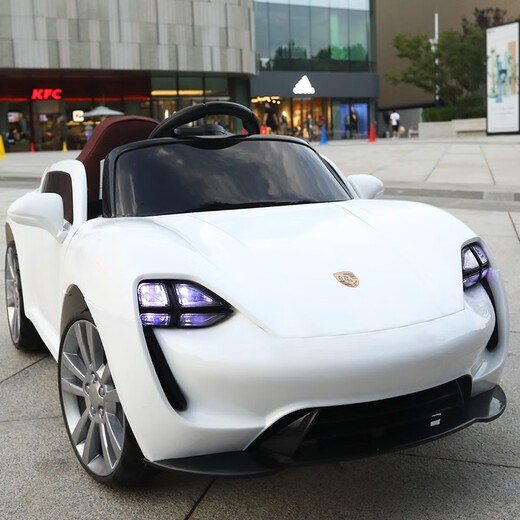 Aitong children's electric car four-wheel dual drive remote control car male and female baby charging stroller children's toy car can sit on top with grilled black + dual drive + Bluetooth + pull rod + hard seat