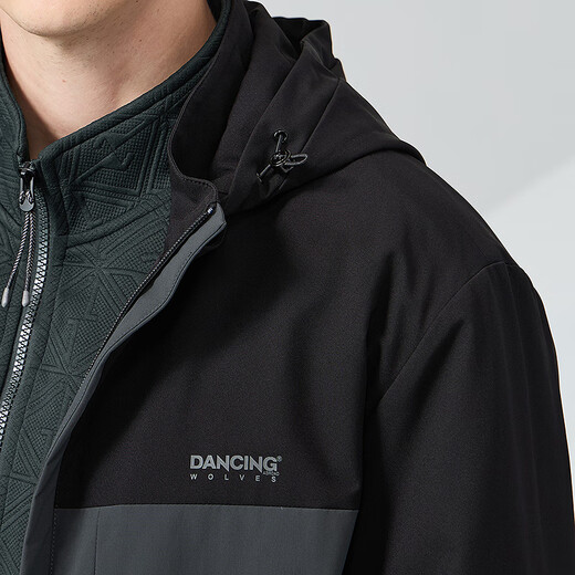 Dances with Wolves Silver Fox Velvet Lined Jacket Men's Autumn and Winter Three-Proof Outdoor Warm Men's Jacket Gray Green XL