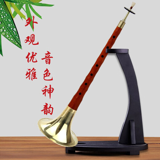 Guan Yi Mahogany ebony suona musical instrument full set of suona folk musical instruments for adult beginners playing Lock trumpet Ebony D-tuning white bowl [10 gifts]