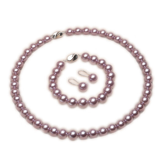 DR GRAFFCARNY Natural Shell Pearl Jewelry Set Round Shell Pearl Necklace Bracelet Earrings Three Piece Set Attractive Mom Chain White 8mm Set