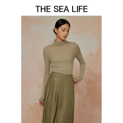 La vida marina ou hai yisheng para mujeres 24 otoño e invierno luz simple textura transparente suéter cómodo a13067 abedul m