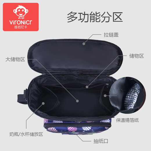 
VIR0NICR Vironicr stroller bag storage bag trolley bag mommy bag storage bag storage bag baby stroller bag universal black