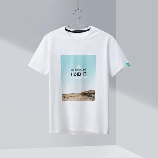 HLA Heilan House printed pattern short-sleeved T-shirt summer comfortable and casual letters HNTBJ2Q089A off-white pattern (89) 175/92A (50)