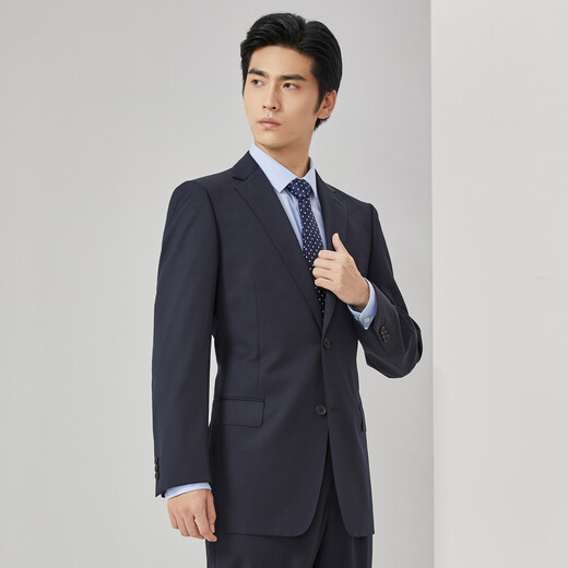雅戈尔（YOUNGOR）套西上衣男03F1款两粒单排扣外套标准版商务西服羊毛混纺商场同款 藏青 S 165/88A