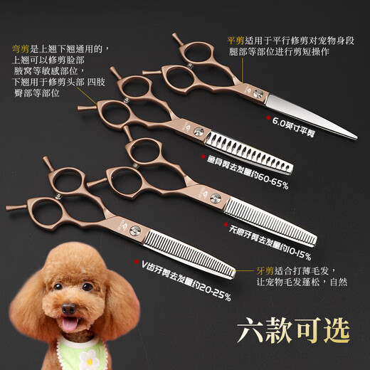 Tanizaki Pet Grooming Scissors Dog Hair Tool Set Professional Shearing Scissors Curved Scissors Teddy Cat and Dog Pet Scissors Gq1104-Fishbone Curved Teeth Scissors (Reduce Hair Volume)