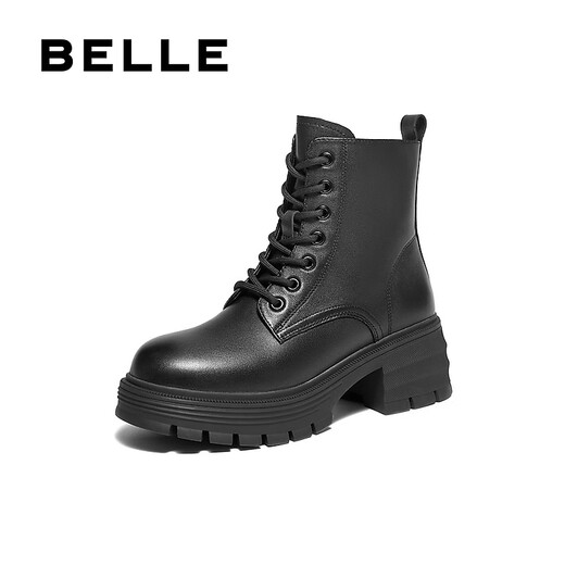 Belle Sheepskin Thick-Soled Martin Boots Women's Shopping Mall Outdoor Short Boots 3N140DD4 Off the Shelf Black - Single Liner 39 (245mm)