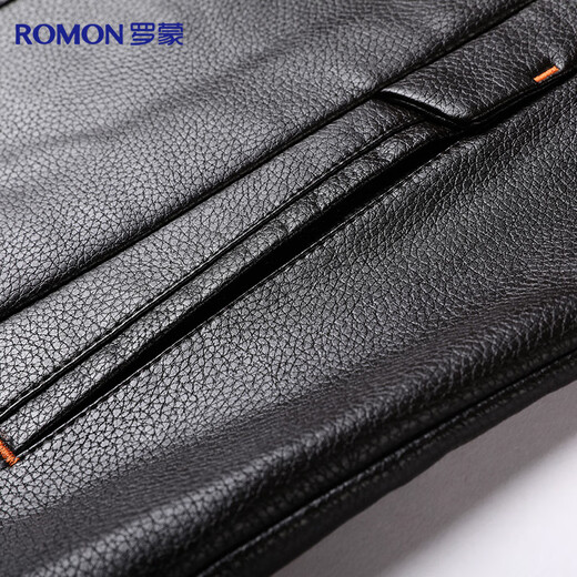 Lomon leather jacket for men in autumn and winter, middle-aged velvet thickened lapel coat, warm leather jacket, middle-aged and elderly men's top