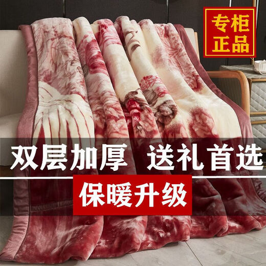鹤山美雅拉舍尔毛毯双层加厚冬季空调毯子双人婚庆盖毯被单人学生 玫瑰情深-653 200x230cm【9斤】双层加厚