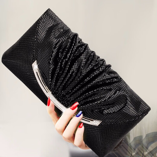 Sephoron Dinner Gold Clutch Feminine 2024 New Diamond-encrusted Genuine Leather Large Clutch Socialite Dress Luxurious Clutch Bag Black