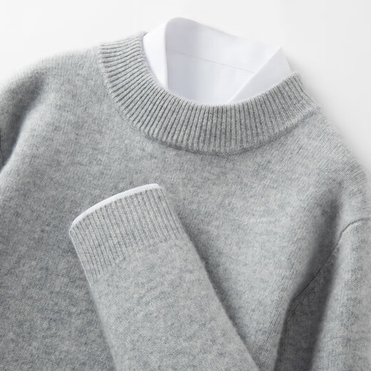 INCOFAN Ordo City cashmere sweater for men's half turtleneck autumn and winter thickened pure cashmere base sweater light gray 2XL 185