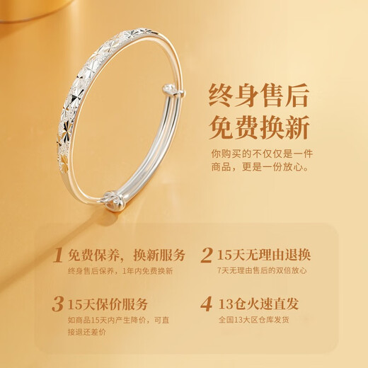 中国黄金（CHINA GOLD）满天星足银手镯子女生实心生日礼物送女友老婆纪念日 满天星手镯【15g】-京速达