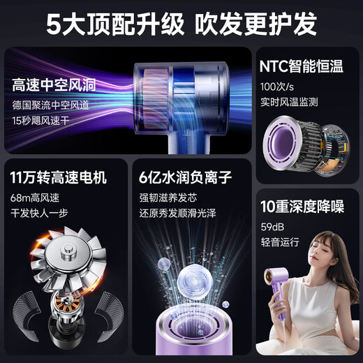 VTT Germany high-speed hair dryer hollow leafless household high-power negative ion hair care quick-drying high wind student dormitory hair dryer for men and women birthday gifts