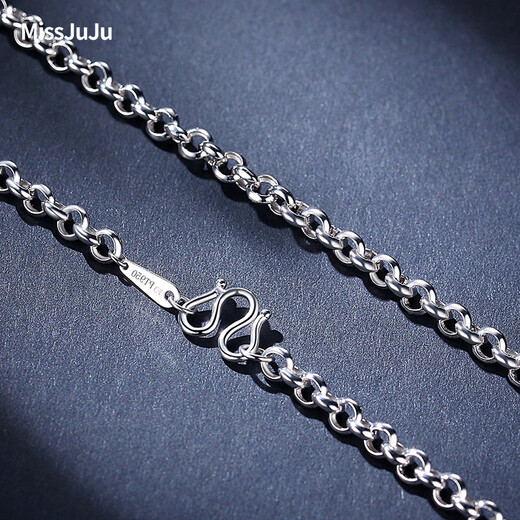 Miss JuJuPT950 platinum necklace men's platinum O-shaped chain simple and elegant round bead chain versatile pull-over pearl chain plain chain deposit customization Specifications contact online customer service