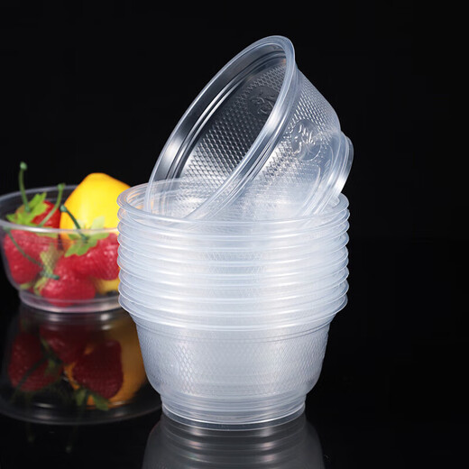 Disposable soup bowl takeout box round plastic bowl with lid thickened banquet household small size 360 bowl type (about 5g) 100 sets with lid