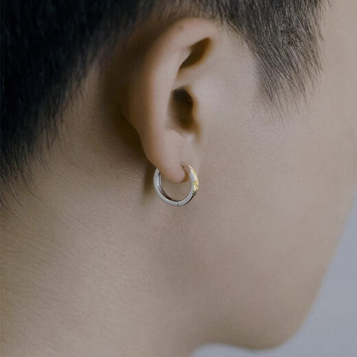 Central Chuang Fashion China Gold Authorized Earrings Men's Earrings Handsome High-end Birthday Gift for Boyfriend and Husband S925