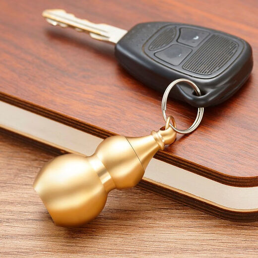 
Shantoulin Village pure brass keychain pure copper handmade small gourd solid hollow high-end car keychain pendant jewelry large hollow gourd + 12 grams of cinnabar