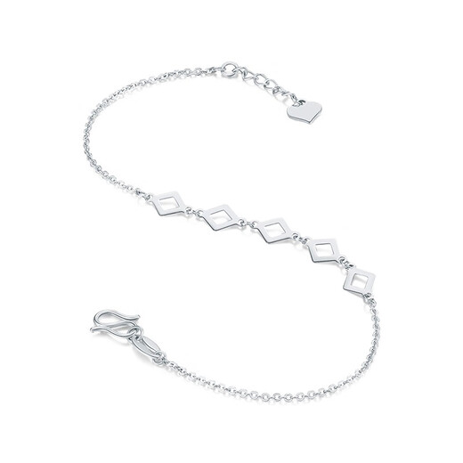 Mengjinyuan Platinum Bracelet PT950 Geometric Square Ring Square Piece Platinum Bracelet for Girlfriend’s Birthday Gift 18cm Approximately 1.84g